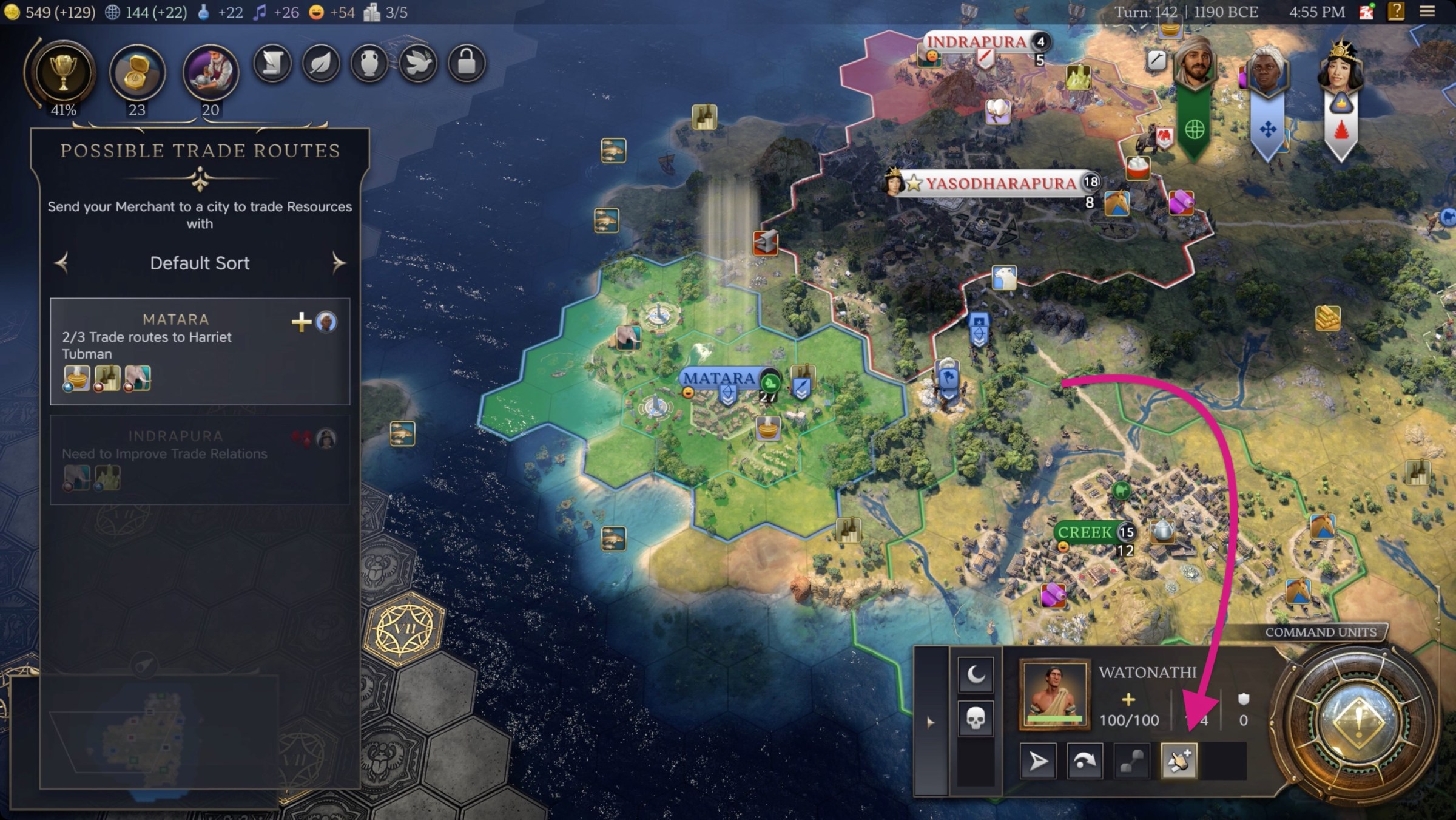 Civilization 7 merchant establishing a trade route