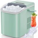 a dumos ice maker with ice inside the machine and a tropical drink sitting next to the ice maker