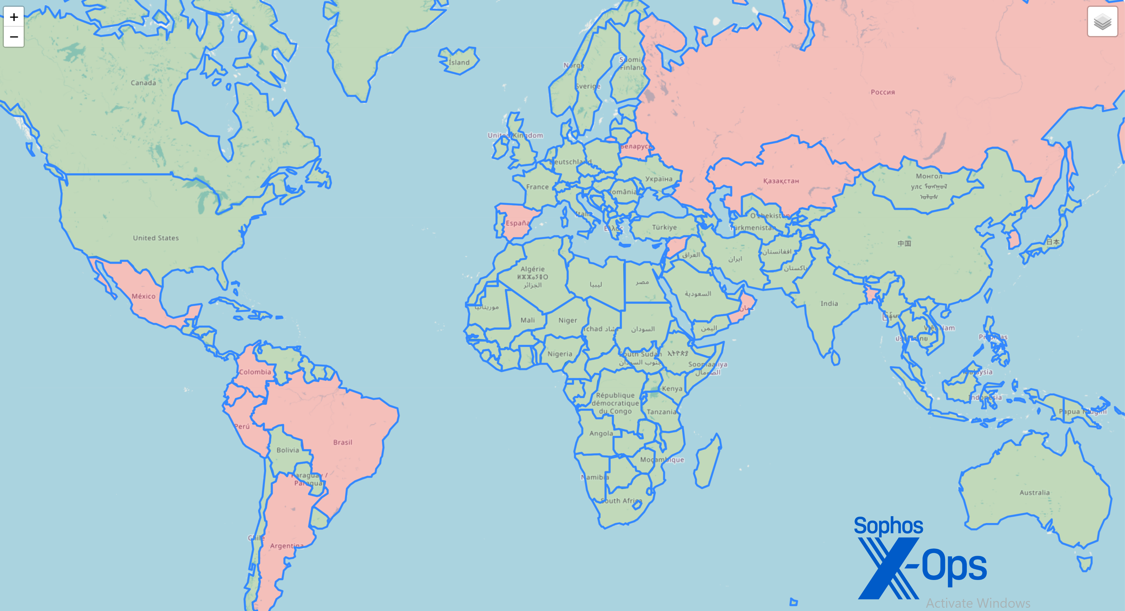 A map of the world showing early spread of ITW infections